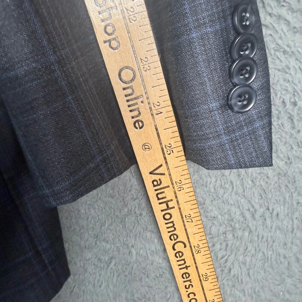 Peter Millar Flynn Sport Coat Mens 48R Grey Glen Plaid 100% Wool 2 Button Blazer